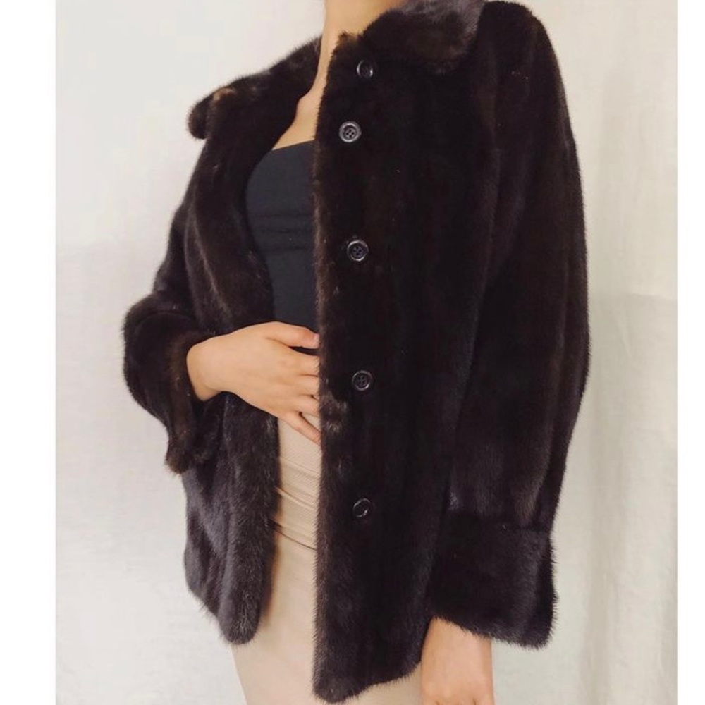 Mahogany Mink Fur Button Coat